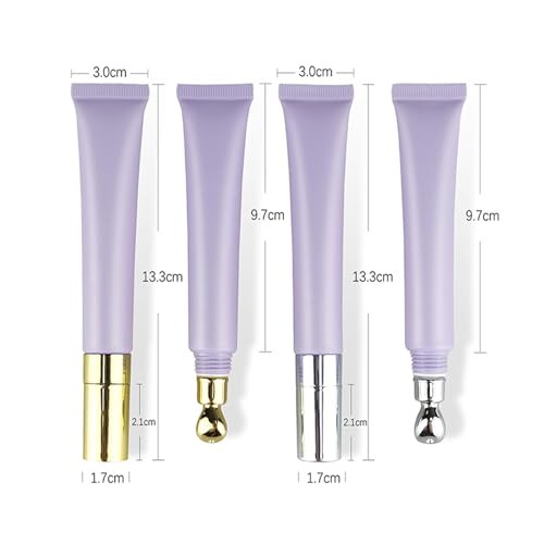 TEONEI Empty Eye Cream Squeeze Tubes,Lip Gloss Squeeze Tubes,Essential oil Roller Tubes,Makeup Sample Bottles,Travel Makeup Squeeze Bottles,2PCS3