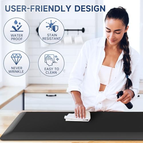 Image of StepRite 4 /5 Inch Thick Kitchen Mat Anti Fatigue Mat Kitchen Rugs Kitchen Decor Non-Slip, Stain & Water Resistant, Kitchen Mats Desk Mat for Kitchen, Office, Workshop, Black, 17'' x 47''