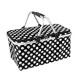 La cesta de picnic tiene una capacidad de más de 35L y es adecuada para almacenar cerveza, bebidas, cajas de almuerzo, frutas, helados, mariscos, comida para llevar, etc.