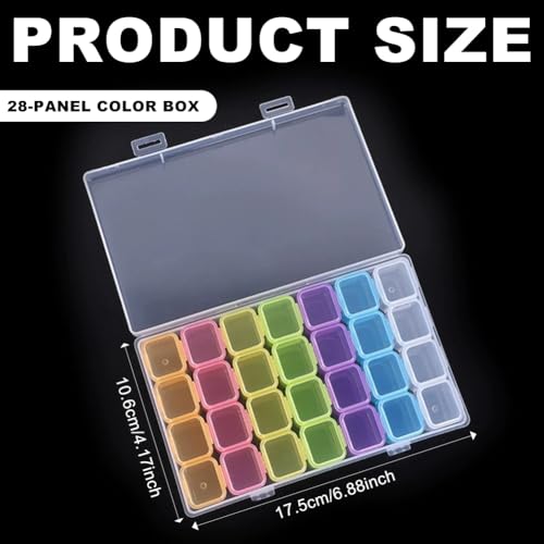 Image of Bead Organizer Box Small Bead Storage Containers 28 Grids bead case diamond painting storage Transparent Plastic Container Case For Organization Jewelry Beads Storage Box (Colorful)