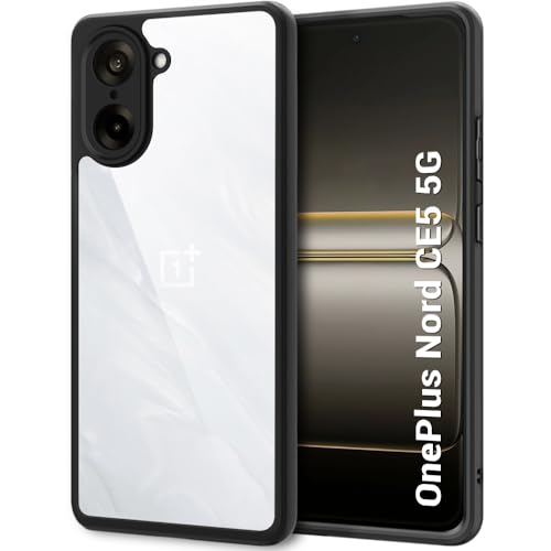 Image of TheGiftKart Hybrid Shockproof Back Cover Case for OnePlus Nord CE 5 5G | Camera Protection Module | Hard Back Cover Case for OnePlus Nord CE5 5G (PC & TPU, Transparent Clear Back, Black Sides)