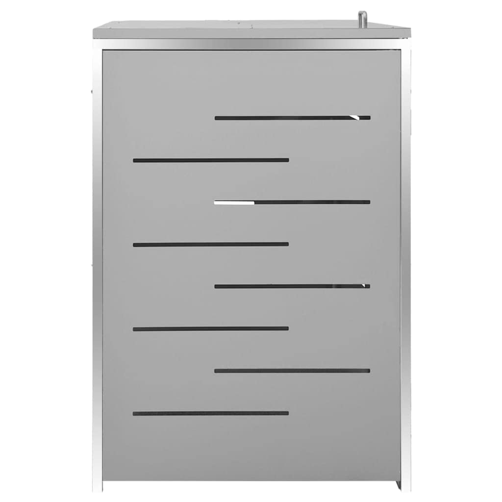 KOIECETA Mülltonnenbox für 3 Tonnen Abschließbar Rostfrei Müllbox Mülltonne Mülltonnenverkleidung Müllcontainer Gartenbox 207x77,5x115cm Edelstahl, Grau, (V-1495)