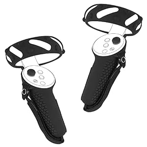 Geekria Design Controller Grip Cover Zubehör kompatibel mit Pico Neo 3, Silikon Anti-Throw Grips Protector mit verstellbaren Knöchelriemen (Schwarz, 1 Paar