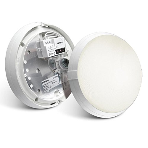 Sarlam 500570 Hublot blanc standard avec diffuseur verre trempé transparent Super 400 à détection HF et douille E27 à équiper Cover