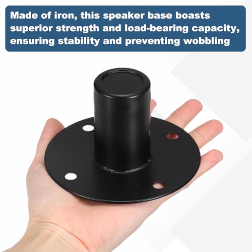 MECCANIXITY 2 Pcs Speaker Stand Top Hat, 4.25"x2.36" Metal Speaker Mount Top Bracket Pole Mount Adapters for DIY Home Theater Studio Cabinet Stand Pole, Black by MECCANIXITY - Used condition - Image 4