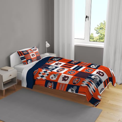 Proformance Home NCAA Auburn Tigers Patchwork Plaid 2-Piece Twin and Twin XL Bed in a Bag Set