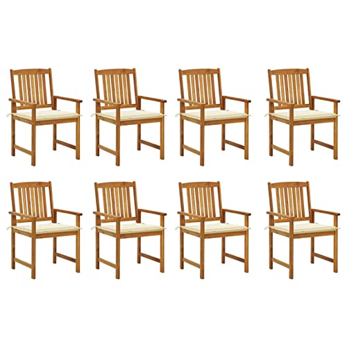 LAPOOH Sillas de jardín con Cojines 8 uds, Sillas Terraza Exterior, Muebles Jardin Exterior, Sillas Exterior, Madera Maciza de Acacia