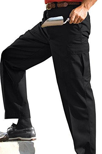 Ed Garments Men's Big and Tall Button Closure Chino Pant, Black, 44 30