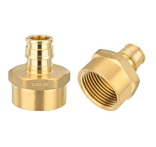 EFIELD Pex A Full Flow Expansion Brass Fitting 3/4 in x 1 in Female NPT Adapter, ASTM F1960 For Pex Tubing Pipe - Pack of 2,(PEX1960135-2PCS) by EFIELD - Used condition - US$14.60