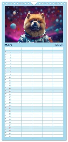 Familienplaner 2026 - Hunde im Weltall mit 5 Spalten (Wandkalender, 21 cm x 45 cm), CALVENDO: Hunde im All: Eine kosmische Reise der Niedlichkeit. (CALVENDO Wissenschaft)
