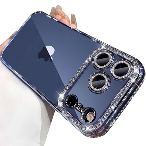 Coque iPhone Pro Max bleu antichoc protégeant l'objectif des rayures