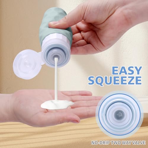 Silevoler Travel Bottles for Toiletries, 4pcs Tsa Approved 3oz Travel Size Containers, BPA Free Leak Proof Premium Silicone Travel Bottles, Refillable Liquid Travel Accessories W/Toiletry Bag