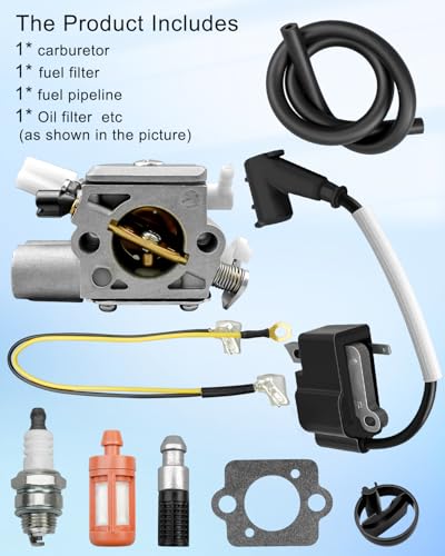 1143 120 0617 Carburetor Fit for Stihl MS251 MS 251 Replacement Part, With Fuel Filter & Fuel Line & Oil Filter & Gasket & Spark Plug & Ignition Coil - Thumbnail 5