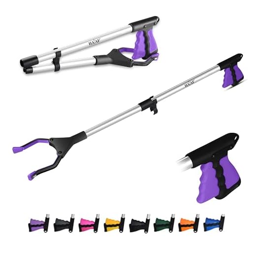 HATAF® 32inches Litter Pickers for Adults, Grabber Stick, Helping Hand Grabbers for Disabled, Foldable Litter Pickers for Children Rotating Head 360 Degree Reaching Aids (32" Purple)