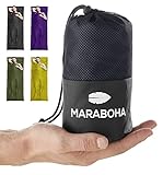 Maraboha Hüttenschlafsack aus weicher Mikrofaser- kleines Packmaß, leicht und dünn, mit Kissenfach, optimaler Reiseschlafsack für Backpacker und in warmen Ländern (Anthrazit)