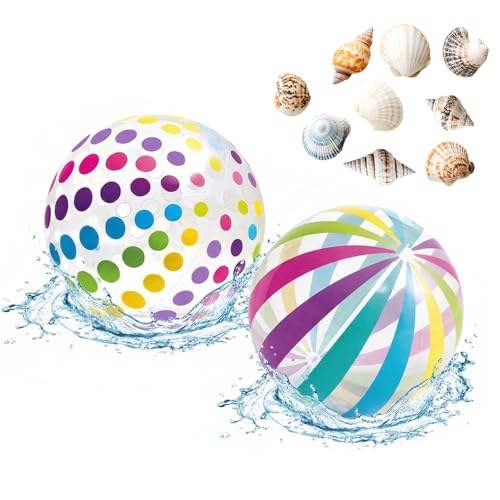 YUVATERA 2 Piezas Beach Ball,Pelota de Playa Hinchable,Bolas de Agua de PVC Transparente,Ara Fiestas de Piscina de Verano al Aire Libre,Actividades de Playa