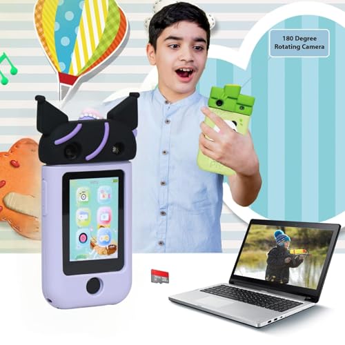 Kids Touchscreen Smartphone Toy – 2.8” Screen, 360° Rotating 8MP Dual Camera, MP3 Music Player, in-Built Games & Wallpapers – Electronic Learning Toy - Purple - Image 5