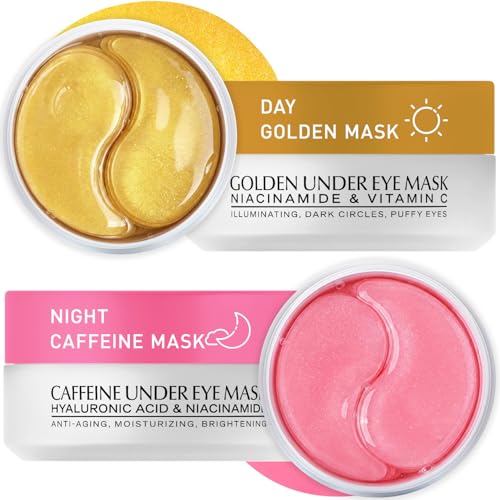 Enaskin Naturals Under Eye Patches Kit with Rosy Caffeine and 24K Gold Gel Eye Mask