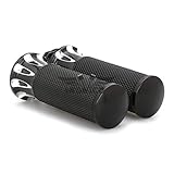 Happy-Motor 1' Cnc Aluminum Cnc Cut Hand Grips Control For Harley Softail Sportster Xl883 Handle Grips Dyna Custom Cruiser Chopper Black