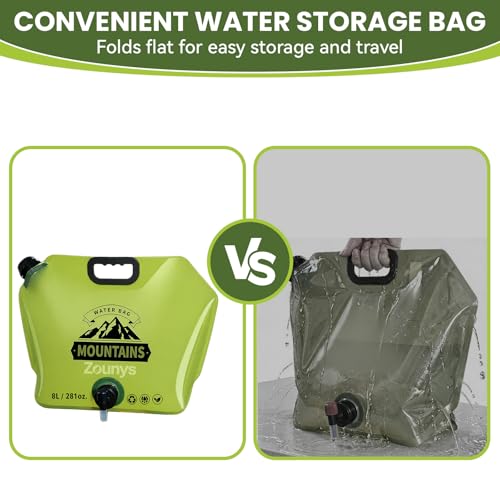 4Pack Contenedor de Agua Plegable 8L/2 Galones, Bolsa de Almacenamiento de Agua a Prueba de Fugas, Reutilizable para Viajes, Camping y Senderismo miniatura 6