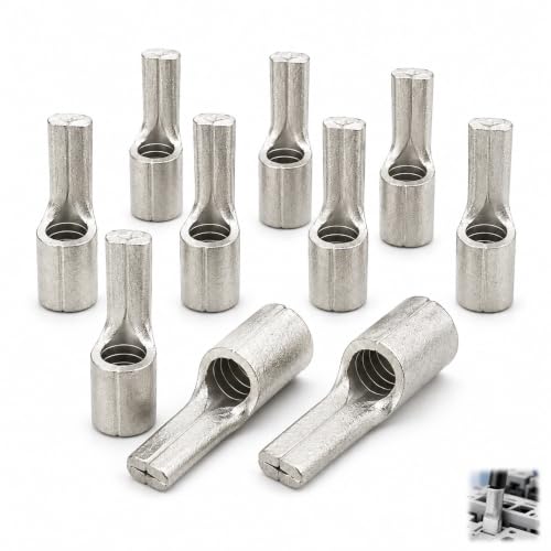 Lot de 10 Cosses à Broches 16 mm² en Cuivre pur Etamé Galvanisé, étamé Connecteur à Aiguille Nue, Embouts Mâles Type Mandrin Plat pour Batterie Voiture, Bornier, Armoire Électrique, Industrie