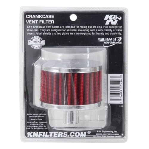 Image of K&N Vent Air Filter /Breather: High Performance, Premium, Washable, Replacement Engine Filter: Flange Diameter: 0.75 in, Filter Height: 2 in, Flange Length: 0.875 in, Shape: Breather, 62-1160