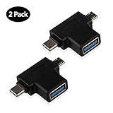 Multifunction 2-in-1 Micro USB 3.0 & USB 3.1 Type C USB OTG Adapter Converter for Android Smartphones,Tables(180 Degree 2PCS)
