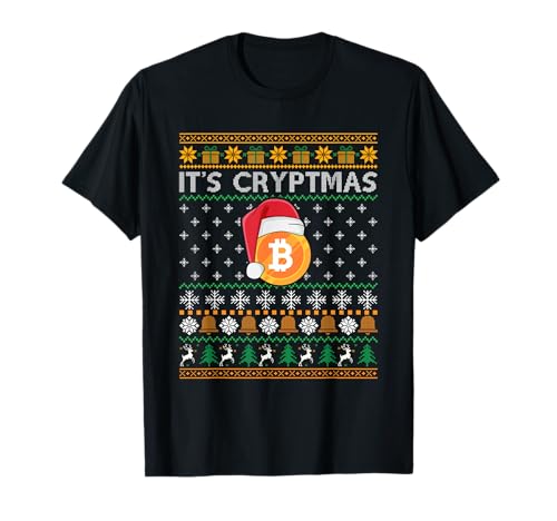 Ugly Christmas Bitcoin It's Cryptmas Funny T-Shirt