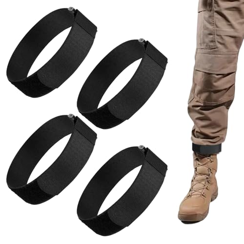 Matwsec 4 Pcs Ankle Straps Elastic Boot Straps Bicycle Pant Leg Straps Adjustable Cycling Thigh Band Black Bike Pants Strap with Buckle for Riding Climbing Fishing Outdoor Sports (15.75 X 1.50 In)