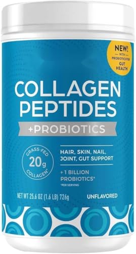 Collagen Peptides + Probiotics, Unflavored| 34 Servings | 20g Grass-Fed Collagen Peptides | 19g Protein 0g Sugar, 0g Carbs 1.6 lbs