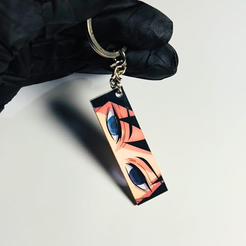 Image of Giyu Tomioka Glowing Eyes Keychain - Compatible with Demon Slayer Anime, Luminous Glow-in-the-Dark Acrylic Key Ring, Cool Otaku Gift for Fans, Bag, Backpack, Car, Key Holder