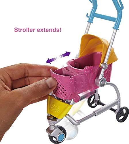 Barbie Dogwalking Doll & Accessories, Stroll & Play Pups Playset With Transforming Stroller, 2 Pets & Handbag, Brunette Doll #TOP14