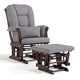 Storkcraft Tuscany Custom Glider and Ottoman with Free Lumbar Pillow (Espresso/Slate Gray Swirl) - Cleanable Upholstered Comfort Rocking Nursery Chair with Ottoman