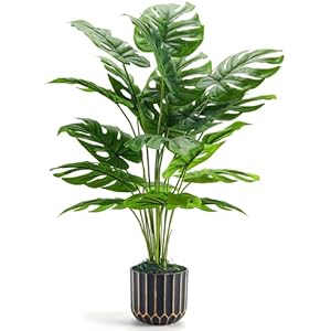 Der Rose 28'' Fake Plants Tall Artificial Monstera Faux Plants Indoor Outdoor Tree for Living Room Home House Decor 1 28"-Monstera