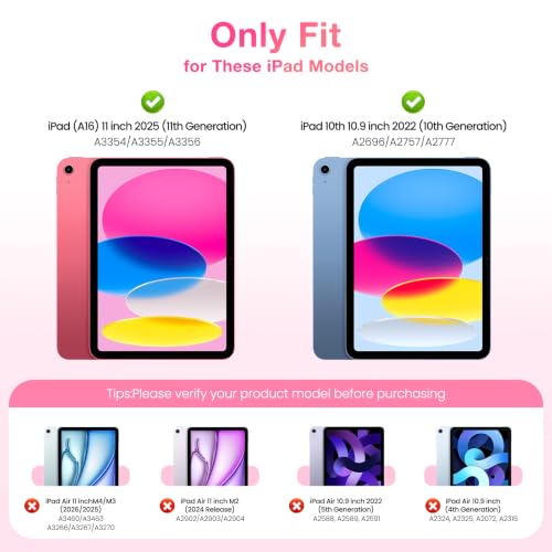 MoKo Schlankes Hülle für iPad A16 11 Zoll, iPad 11./10. Gen, Helles Rosa – Ansicht 2