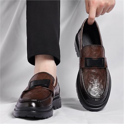 Men's Slip-On Driving Shoes Breathable Hollow-Out Flat Sole Business Casual Loafers British Style Comfortable Leather Shoes3