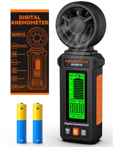 Anemómetros | Porometisto Aem01s Anemómetro Digital, Anemometro Portátil Con Diseño De Carcasa Antideslizante, Adecuado Para Hvac, Deportes Al Aire Libre, Navegación Industrial Y Seguridad Industrial
