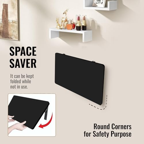 Image of wow craft Engineered Wood Wall Mounted Multipurpose Foldable Table | Study Table, Computer Desk, Work Desk | Black, 24x16 Inch | DIY