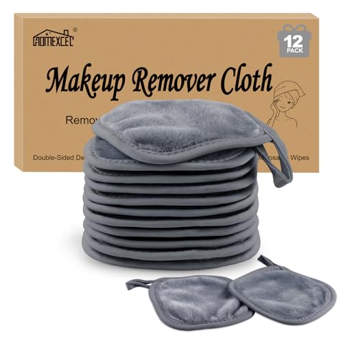 HOMEXCEL Abschminktuch aus Mikrofaser - Wiederverwendbar Waschbar Ultraweich Mikrofaser Gesichtsreinigungstuch für Alle Hauttypen- Make-Up Entferner Tuch Grau(5 x 5inch 12 Stück)