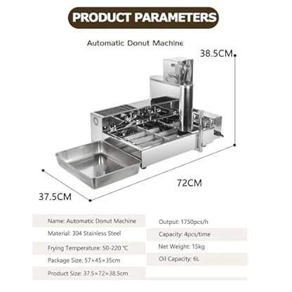 1800 Stück/h Digitale Donut-fritteuse, Kommerzielle Automatische Donut-herstellungsmaschine mit 5,5 L Trichter, Fritteuse mit Einstellbarer Dicke, Intelligentes Bedienfeld, Mini-Donut-Maschine – Bild 8