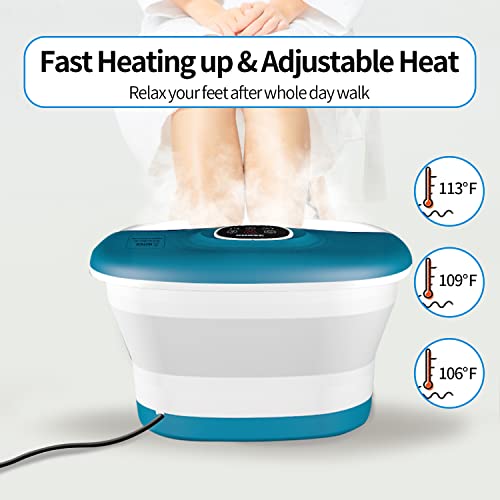 Foot Bath Spa With Heat And Massage And Jets, 16 Massage Rollers & Bubble, Electric Foot Bath Massager With Pumice Stone, Collapsible Pedicure Foot Soaker Tub Home Basin For Tired Feet, Remote Control #TOP4