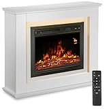 Juskys camino elettrico 1000/2000 W con riscaldamento, fuoco di camino, effetto fiamma, telecomando, illuminazione a LED e timer - Camino elettrico da terra bianco