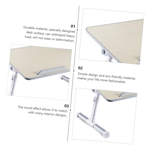 Table pour ordinateur réglable et pliable en bois beige ultra robuste