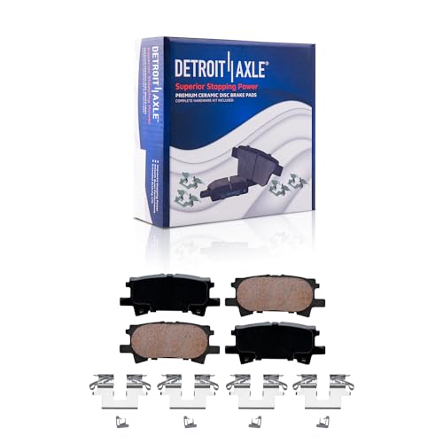 Image of Detroit Axle - Rear Brake Pads for 2004-2007 Toyota Highlander | r 2004-2006 Lexus RX330 2007-2009 RX350 2006-2008 RX400h Ceramic Brake Pads w /Hardware Replacement
