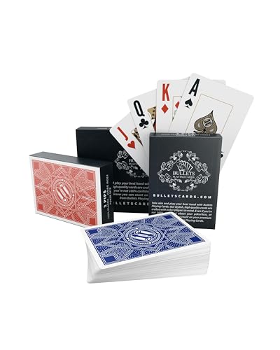 Bullets Playing Cards, Plastik Pokerkarten Paulie, Doppelpack Spielkarten, 2 Eckzeichen, Jumbo Index