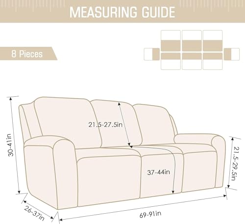 Housse de fauteuil inclinable extensible 1 2 3 places avec poches - 5