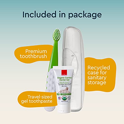 RADIUS USDA Organic Dental Solutions Adult Kit Toothbrush & Toothpaste | Firm Bristle & Non Toxic Toothpaste for Dogs | Designed to Clean Teeth and Help Prevent Tartar and Remove Plaque | Xylitol Free