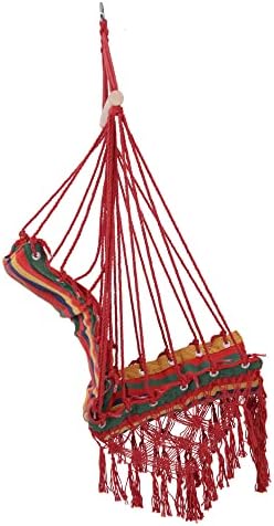 Outsunny Hammock Chair Swing Colourful Striped Tree Hanging Seat Porch Indoor Outdoor Fabric Garden Furniture