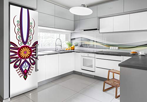 Vinilo para nevera de 60x180 cm con diseño étnico de patrón polaco para decorar la cocina 3
