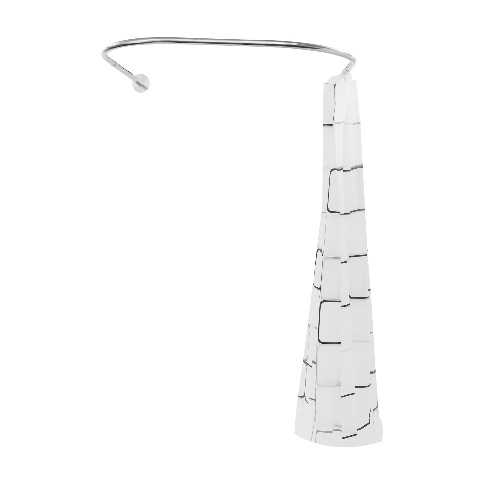 Asta per tenda da doccia a forma di U, pieghevole, telescopica, angolo a U, regolabile, asta per tenda da doccia, per bagno, bagno, finestra, balcone